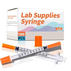 1ml 31G 5/16 Inch 8mm Syringe, U-100 Lab Syringes Individually Wrapped, Pack of 100