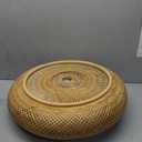 LED Ceiling Light 19.68in Hand-Woven Drum Bamboo Rattan Boho Living Room Light Fixture 50W Flush Mount Ceiling Light 3000-6000K with Remote Ceiling lamp for Bedroom Cafe Farmhouse (Yellow)