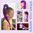 Long Purple Braiding Hair -24 Inch Synthetic Braiding Hair for Kids Stage Party Halloween Costume Cosplay (Purple, 24 Inch(Pack of 2))