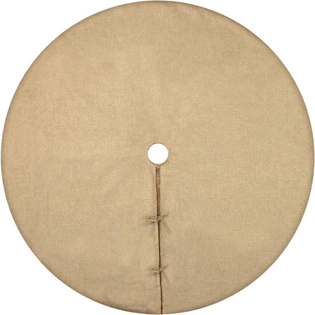 Tiosggd Burlap Christmas Tree Skirt, 48 Inches Large Jute Linen Fall Christmas Tree Decorations Ornaments, Xmas Tree Mats, Farmhouse Rustic Countryside Thanksgiving Day Neutral Tree Decor