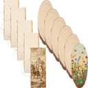 12 Pcs Hollow Rustic Boxwood Slab Natural Live Edge Wood Plank 6 Oval Unfinished Crafts Wood Slice 6 Square Wooden Plaque Centerpieces for Tables Burning Carving DIY Home Wedding Decoration