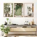 CHDITB Vintage Italy City Framed Wall Art, Nature Botanical Olive Green Wall Decor, Rustic Italian Landscape Painting, Modern Minimalist Country Art Prints for Living Room, Bedroom, Office 24"x36"x3