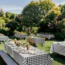 Vinyl Tablecloth with Flannel Backing-6 Pack Black & White 60x120 Inch Waterproof Plastic Table Cloth-Wipeable Heavy Duty Oilcloth Rectangle 8 Foot Protector for Picnic Party Camping Dining