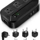 Voltage Converter US to Europe with 4 USB + 3 AC Outlets, 2300W Power Converter European Travel Plug Adapter for EU/UK/Italy/Asia/India/South Africa/Australia