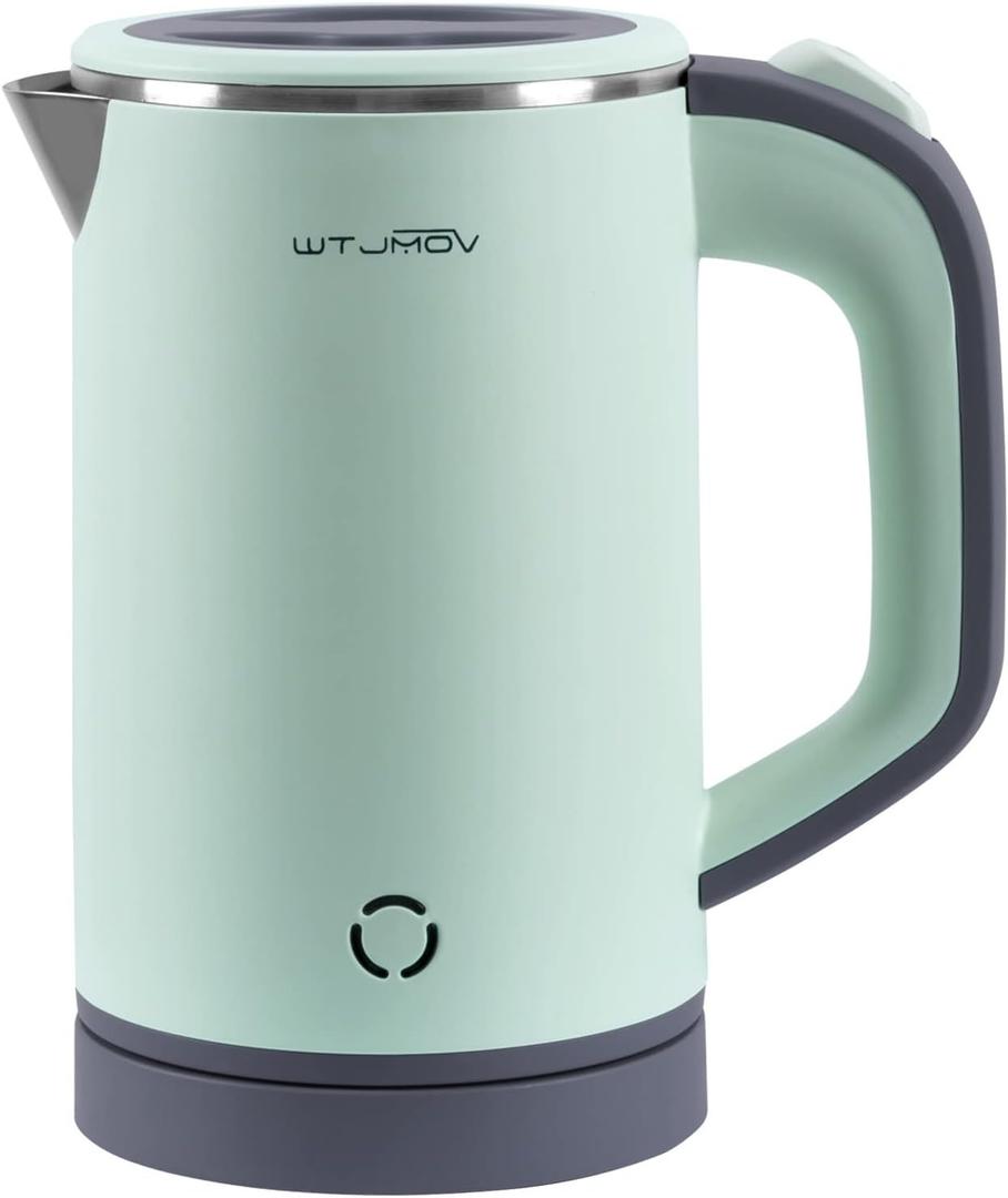 Small Electric Kettle Stainless Steel, 0.8L Portable Tea Kettle Auto Shut-off, Low Power Hot Water Kettle for Camping, Travel, Office and More (Green)