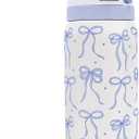 Bow Stainless Steel Water Bottle, Vacuum Insulated, Push-Button Lid, 32 oz, Gifts for Women Girls Friends Teens Birthday Christmas