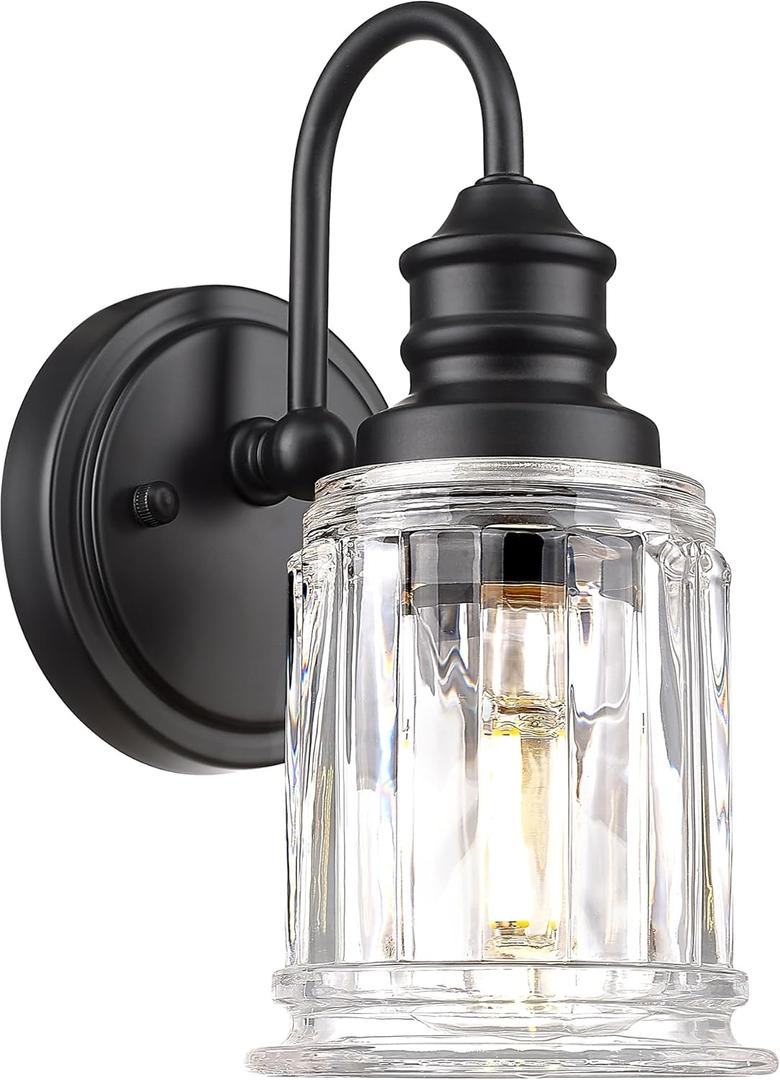 Black Semi Flush Mount Ceiling Light, Small Hallway Light Fixture, Vintage Close to Ceiling Light Fixture for Bathroom, Entryway, Foyer,