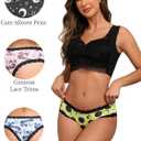 Morvia 10pcs Women's Gothic Contrast Lace Halloween Skull & Rose Print Hipster Panties Assorted Styles (Black, S)