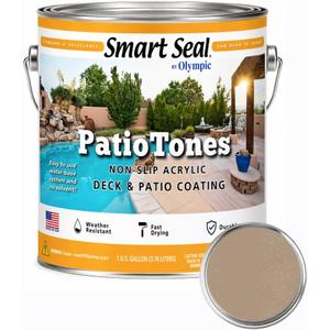 Kelley Technical Coatings Olympic Patio Tones - Silk Straw - 1 Gallon - Non-slip acrylic deck and patio coating, concrete restorer.