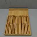 VaeFae Bamboo Knife Drawer Organizer, Knife Drawer Organizer Insert, Kitchen Drawer Knife Block for 12 Knives and a PLUS Slot for your Knife Sharpener (Without Knives)