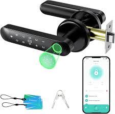 Evanshow Fingerprint Door Lock Biometric Door Knob with Keypad Keyless Entry, 5in1 Door Locks for Bedrooms(Fingerprint/App/Code/Key/IC Card), Home Hotel Office Apartment