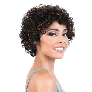 HUA Short Curly Human Hair Wigs for Black Women Glueless Bouncy Curly Short Pixie Wigs for Black Women Human Hair with Brown Highlights (P1B/30)