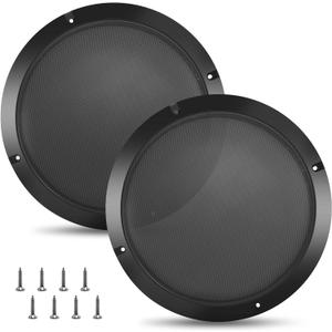 8'' Speaker Grill Cover 2 Packs 8 Inches Steel Mesh Speaker Subwoofer Grille Grill with 8 Screws- Black