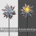 Outdoor Wind Spinner with Garden Stake 62.99" Metal Two-Way Wind Sculptures Solar Color Changing Lights Large Windmills for Garden,Patio,Yard,Lawn Decor Gifts Blade