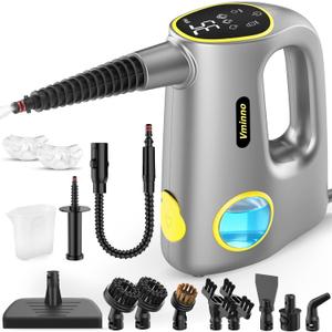 Handheld Pressurized Steam Cleaner for Home - 15s Heat-Up 3-Level Adjustable Steam Cleaner with 14pcs Accessories, Multi-Surface Steamer for Cleaning Car Detailing, Tile, Grout, Chemical-Free (Grey)