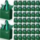 Zhanmai 100 Pcs 4.7 x 2.4 x 3.9 Inch Mini Gift Bags Bulk with Tissue Paper Small Kraft Paper Bag with Handle Gift Tag for Birthday Party, Wedding, Graduation, Mother's Day, Father's Day(Dark Green)