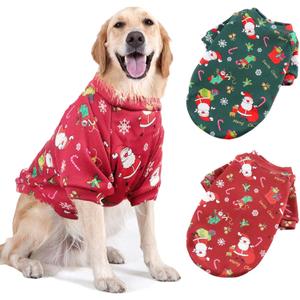AFYHH 2Pack Large Dog Christmas Sweater-Outfits - Winter Warm Xmas Puppy Holiday for Medium Large Dogs (L (Chest:31.5'',Back:19.7''))