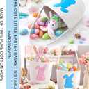 Cute Easter Basket with Handle Empty Bunny Basket Large Woven Cotton Rope Gifts Buckets for Egg Hunts Baby's First Easter Baskets Gifts(Blue)