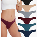 Women's Breathable Cotton Thong Panties Pack of 6, XL