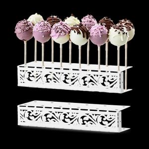 AIM & GGKK Cake Pop Stand, 12 Holes Lollipop Display Stand, Set of 2 White Metal Display Holder, Lollipop Holder for Wedding, Baby Shower, Birthday, Anniversaries Party Candy Decorative
