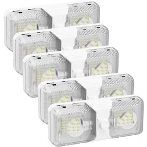 RVGUARD RV LED Ceiling Double Dome Light, 12V LED Lights, Interior Light with Adjustable Brightness & Memory Function, 6500K Cold White, for RV, Trailer, & Camper Van, 5 Pack