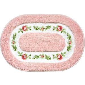 QMEAKMONY Bathroom Rugs Romantic Rose Flower Shaggy Area Rugs for Living Room Bedroom Kitchen Non Slip Absorbent Bath Mat Door Mat Washable(Pink,16x24 in)