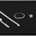 Velvet Ring Earrings Bracelet Necklace Display Tray, Gold Bangle Pendant Jewelry Storage Tray, Shop Counter Table Top Holder Plate, Microfiber Versatile Jewelry Organizer Tray (Black, Large)