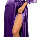 Ekouaer Satin Robes for Women Lace Trim Silk Robe 3/4 Sleeve Kimono Bathrobe Bride Bridesmaid Wedding Party Sleepwear, XL