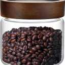 17 Fl oz/500 ml Glass Food Storage Jar, Premium Clear Glass Container Jar with Airtight Screw-on Wooden Lid, Kitchen Canisters for Coffee,Tea,Pasta,Cookies, Nuts,Spice,Candy,Overnight OatmealSmall)