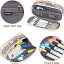 ECHSRT Tactical Pencil Case for Boy, Extra Large Capacity Camo Pencil Pouch for Men Adults, 3 Compartment Zipper Pen Case, Small Tool Bag Organizer for School Office Travel - Camo Grey