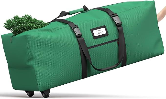Christmas Tree Storage Bag 9Ft, PliMook Large Christmas Tree Storage Container, Waterproof AntiTear HeavyDuty 600D Oxford Cloth Christmas Tree Storage Box 9FT with Handles(Green)