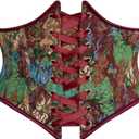 Scarlet Darkness Corset Belt for Women Floral Lace Up Boned Underbust Corset Waist Belts (16, Burgundy Blossom)