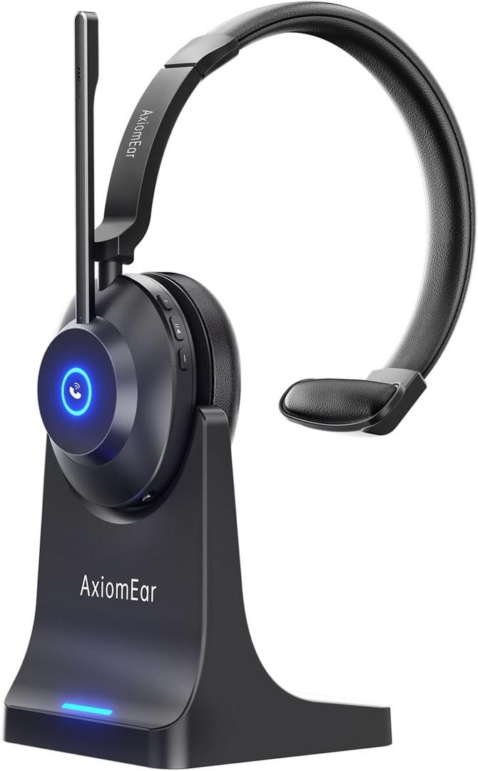 Bluetooth Wireless Headset with Mic for Work, Advanced Noise Reduction Microphone, Clear Calls - Comfortable On-Ear Headphones, Bluetooth 5.3, Applicable to Laptop, PC, Zoom(NO USB Dongle Included) (Black)