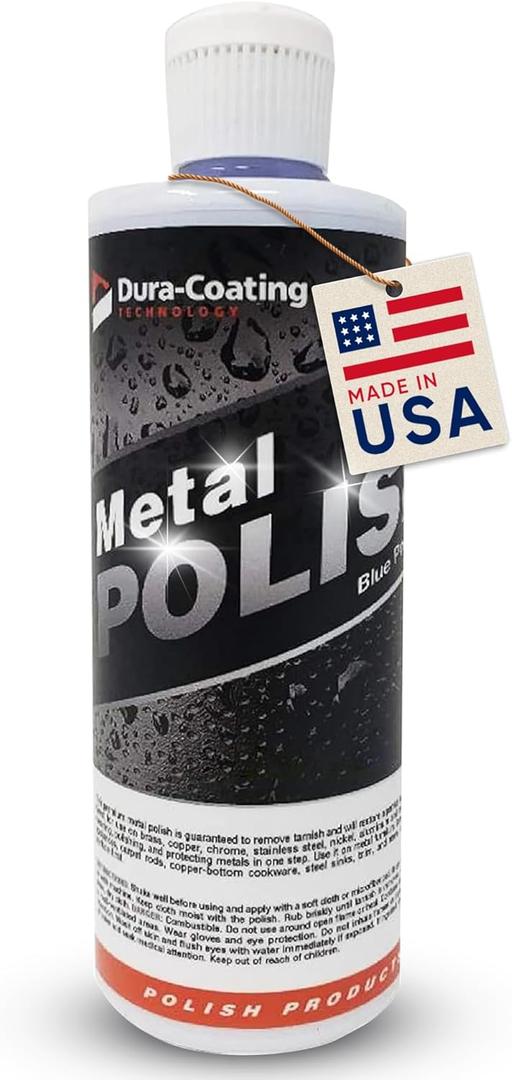 DURA-COATING TECHNOLOGY, Blue Premium Metal Polish - Perfect Brightener and Scratch Remover for Aluminum Wheels, Diamond Plate, Stainless Steel, Copper, Brass, & Nickel - (16 Ounce Bottle) (16 fl. oz.)