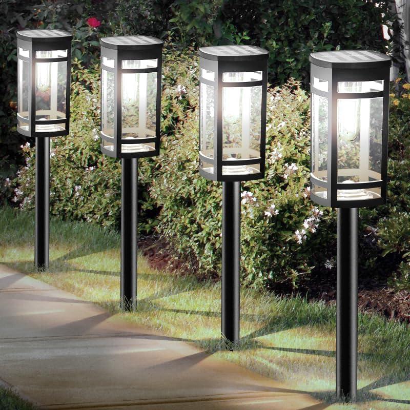 EXCMARK 12 Pack Solar Lights Outdoor Waterproof for Garden Pathway Walkway Driveway Yard Lawn Decorative Landscape Lighting. (Cool White Light, 12)