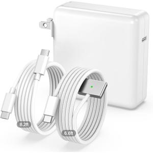 100W Charger for MacBook Pro 14 16 inch MacBook Air 13 15 inch 2025 2024 2023 2022 2021 M4 M3 M2 M1, 100W GaN Power Adapter, 6.6FT USB C to 3 Magnetic 3 Cable, 8.2FT USB C to C Cable