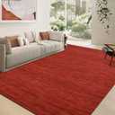 LUXLOOM Washable Area Rug 9x12 Living Room Rug Modern Solid Large Soft Carpet Non Slip Low Pile Throw Carpet Indoor Non-Shedding Foldable Floor Cover for Bedroom Nursery Playroom Home Office Red