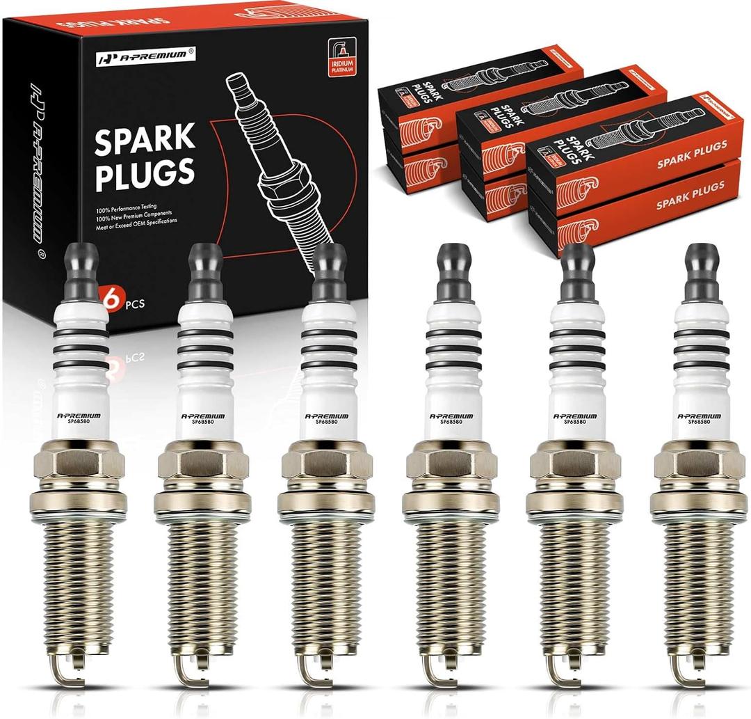 A-Premium Double Iridium Spark Plug Compatible with Lexus IS250 2006-2015, IS300 2016-2017, IS350 2006-2017, GS300 2006, GS350 2007-2011 2013-2015, GS450h 2007-2011, RC300 2016-2017, RC350, Pack of 6