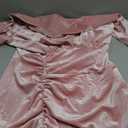 YMDUCH Women's Sexy Long Sleeve V Neck Ruched Bodycon Wrap Cocktail Club Mini Dress, Size Large