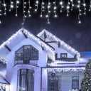 32.8 Ft 400 LED Icicle String Lights, 8 Modes Waterproof Icicle Christmas Lights Outdoor with Memory Function, Curtain Fairy Lights Hanging Decor for Home, Party, Christmas & Halloween (Cool White)