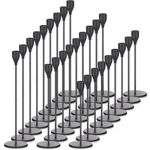27 Pack Candles Holder, 9 Sets Taper Candlestick Holders Fit 0.75 Inch Thick Pillar Candles, Long Candle Sticks Centerpiece Decor for Home Wedding Dinning Party Anniversary(Black)