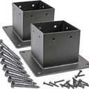 44"(Actual3.53.5inch) Post Stainless Steel Flange Anchor Base with Screws for Deck Railing, Black Finish (2 Pack)