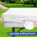 Homing 2 Pack 6 Foot Rectangle Elastic Fitted Tablecloth, Waterproof Fabric Table Cover, Washable Polyester Table Cloth for Picnic, Camping, Outdoor (White, 30" x 72")