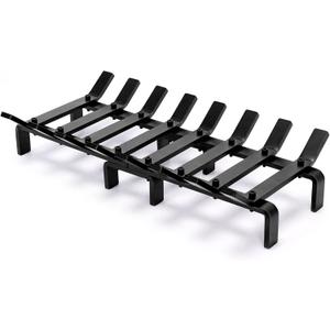 20" Fireplace Grate Wood Stove Grate Rack Stove Burning Rack Heavy Duty Solid Steel 8-Bars Firewood Holder Easy Assembly Fire Grate for Indoor Hearth Outdoor Firepit Matt Black