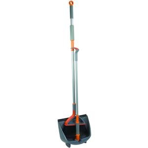 Casabella Quick 'n Easy Upright Broom and Dustpan Set, Multi-Surface for Tile, Wood & Laminate Floors, Gray