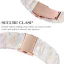 V-MORO Resin Band Compatible with Apple Watch Series 7/8/9/10/11 41/40/38/42mm, Women Fashion Strap for iWatch Series 6/5/4/3/2/1/SE, Lightweight Bracelet Wristband Replacement, Ivory White-Rose Gold