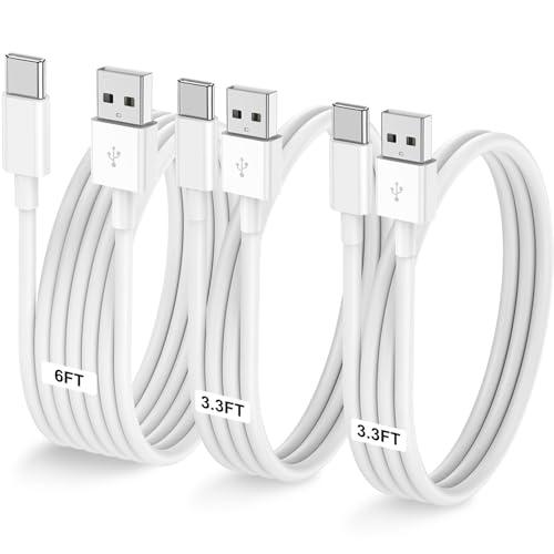 Car Carplay Cable for iPhone 17 16 15 Pro Plus Pro Max Air，3-Pack [3.3FT+3.3FT+6FT] USB A to USB C Cable for iPhone 17 16 15，for iPad Pro/Air/Mini，for Galaxy S25 S24，for MacBook Pro/Air and More