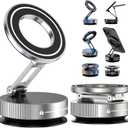 360 Magnetic Suction Phone Mount - The Ultimate Hands-Free Holder, Vacuum Suction Magnetic Bracket, Portable Pocket Foldable Adjustable Cell Phone Holders for 16 15 14 13 12 Phone (Jt89 Silver)