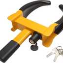 MaySpare Universal Wheel Lock, Heavy Duty Tire Lock, Automotive Anti-Theft Lock for Cars, SUVs, Motorcycles, Golf Carts, Bright Color for Deterrence, with 3 Locks(Yellow-Black)
