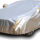 Tecoom 600D Heavy Duty Multiple Layers Car Cover Waterproof All Weather Fit for Ford Crown Victoria, Cadillac DTS Mercury Grand Marquis Lincoln Continental Town Car Chevy Caprice etc. Soft Fleece/Lock (3XXL+: Fit 201-210 inches Length Sedan, Silver)